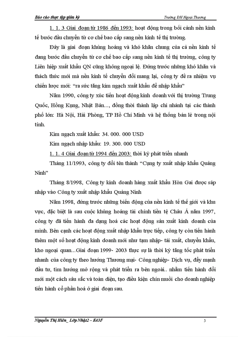 Báo cáo thực tập công ty Cổ phần đầu tư và XNK Quảng Ninh