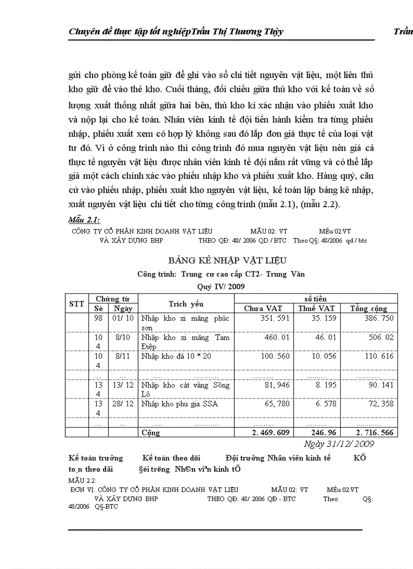 image for page Hoàn thành công tác kế toán tập hợp chi phí sản xuất và tính giá thành sản phẩm xây lắp tại Công ty CP Kinh doanh Vật liệu và Xây dựng BHP