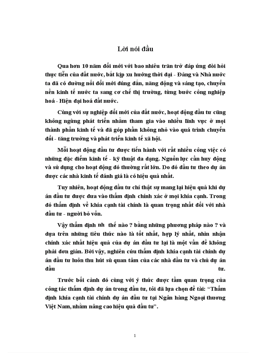 image for page Thẩm định khía cạnh tài chính dự án đầu tư tại Ngân hàng Ngoại thương Việt Nam, nhằm nâng cao hiệu quả đầu tư