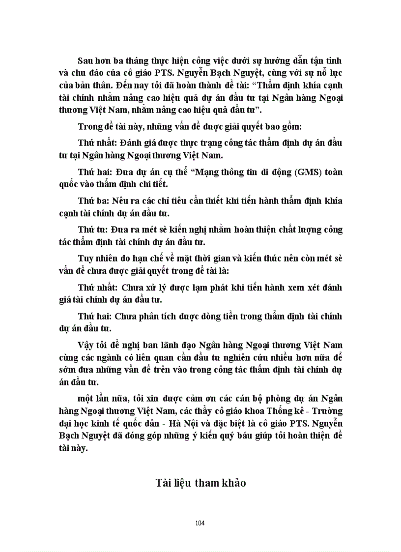 image for page Thẩm định khía cạnh tài chính dự án đầu tư tại Ngân hàng Ngoại thương Việt Nam, nhằm nâng cao hiệu quả đầu tư