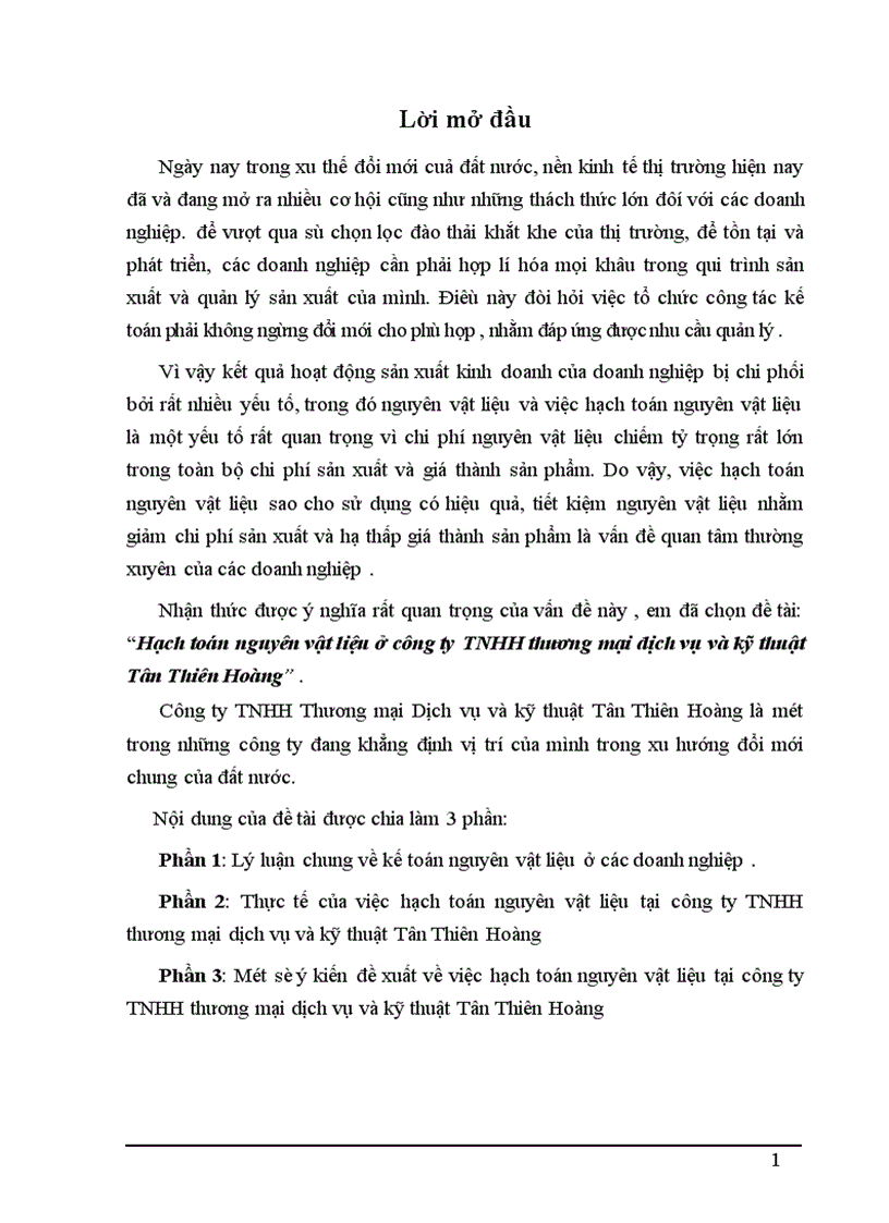 image for page Hạch toán nguyên vật liệu ở công ty TNHH thương mại dịch vụ và kỹ thuật Tân Thiên Hoàng