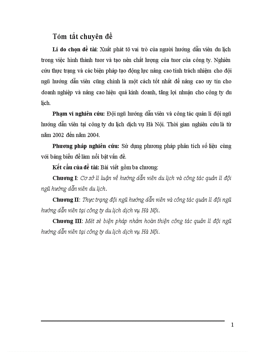 image for page Hoàn thiện công tác quản lí đội ngũ hướng dẫn viên tại công ty du lịch dịch vụ Hà Nội làm đề tài trong chuyên đề nghiên cứu thực tập tốt nghiệp của mình