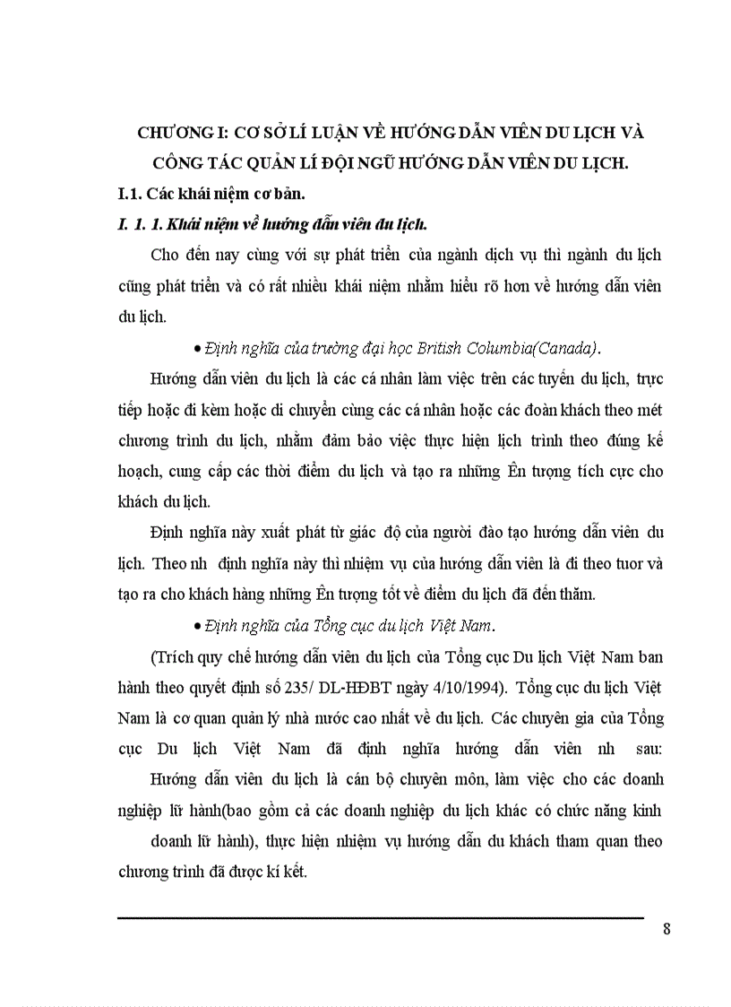 Hoàn thiện công tác quản lí đội ngũ hướng dẫn viên tại công ty du lịch dịch vụ Hà Nội làm đề tài trong chuyên đề nghiên cứu thực tập tốt nghiệp của mình
