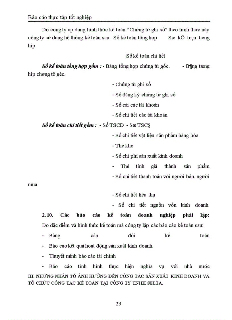 image for page Báo cáo thực tập tại công ty TNHH Selta