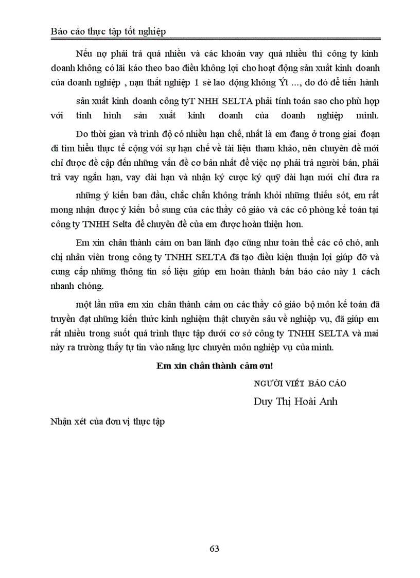 image for page Báo cáo thực tập tại công ty TNHH Selta