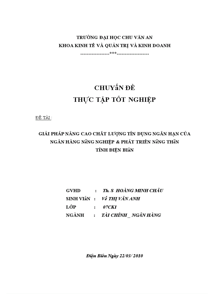 image for page Giải pháp nâng cao chất lượng tín dụng ngắn hạn tại chi nhánh NHNo&PTNT Tỉnh Điện Biên