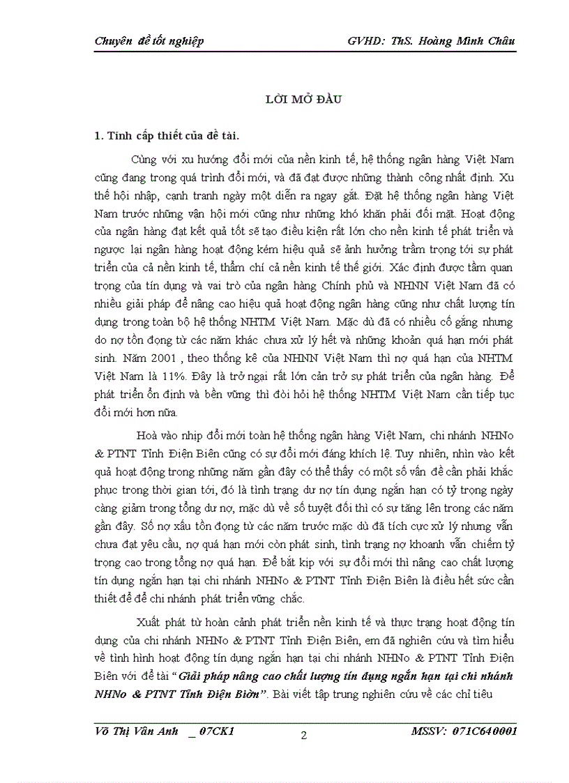 image for page Giải pháp nâng cao chất lượng tín dụng ngắn hạn tại chi nhánh NHNo&PTNT Tỉnh Điện Biên
