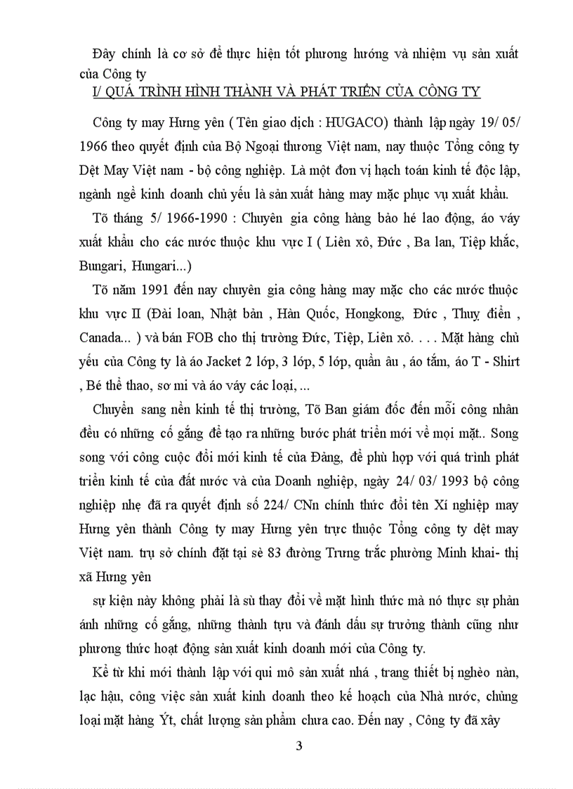 image for page Báo cáo thực tập tại Công ty may Hưng yên