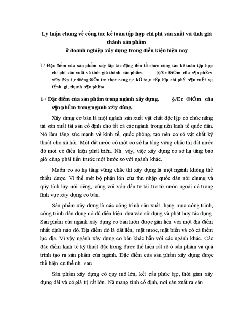 image for page Tổ chức công tác kế toán tập hợp chi phí sản xuất và tính giá thành sản phẩm tại Công ty Xây dựng công trình I