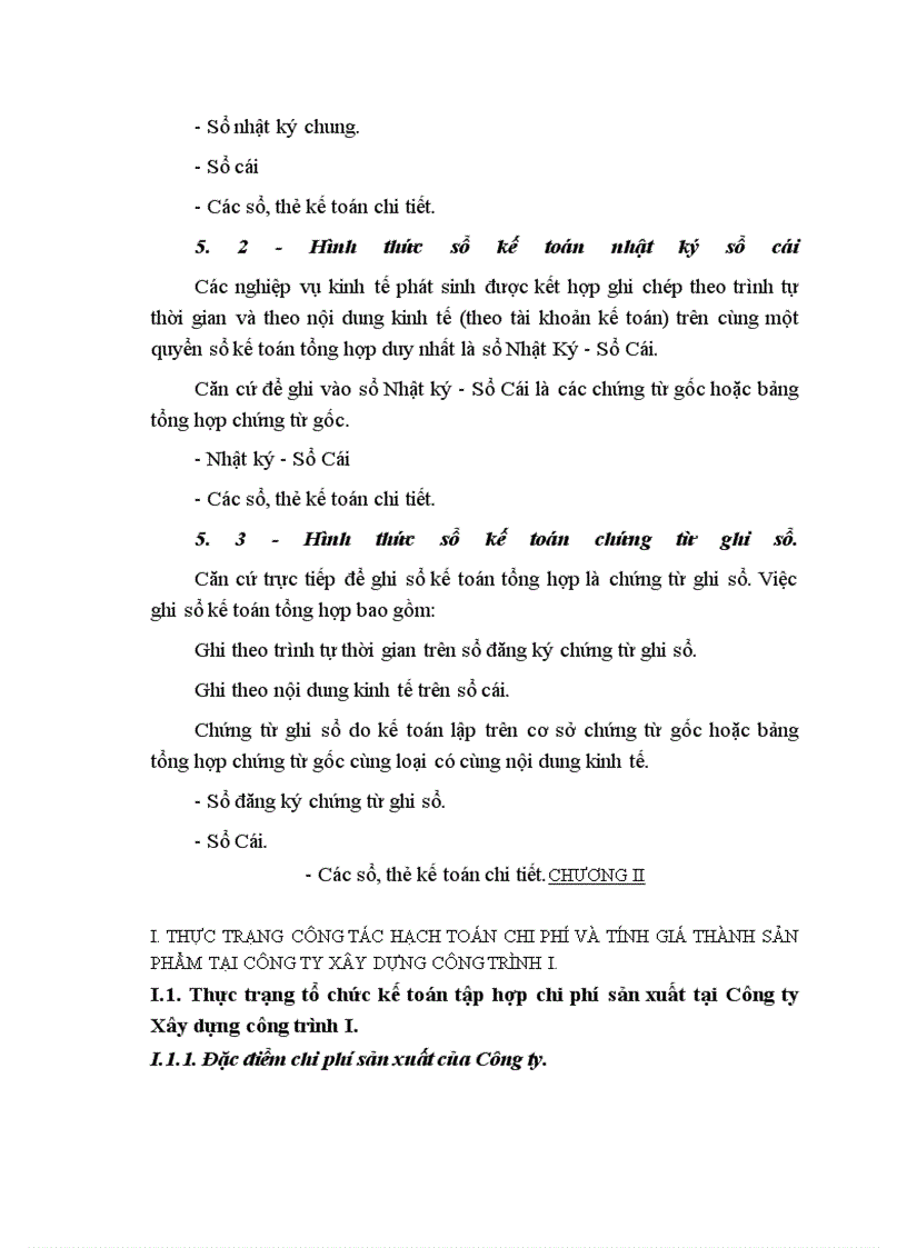 image for page Tổ chức công tác kế toán tập hợp chi phí sản xuất và tính giá thành sản phẩm tại Công ty Xây dựng công trình I