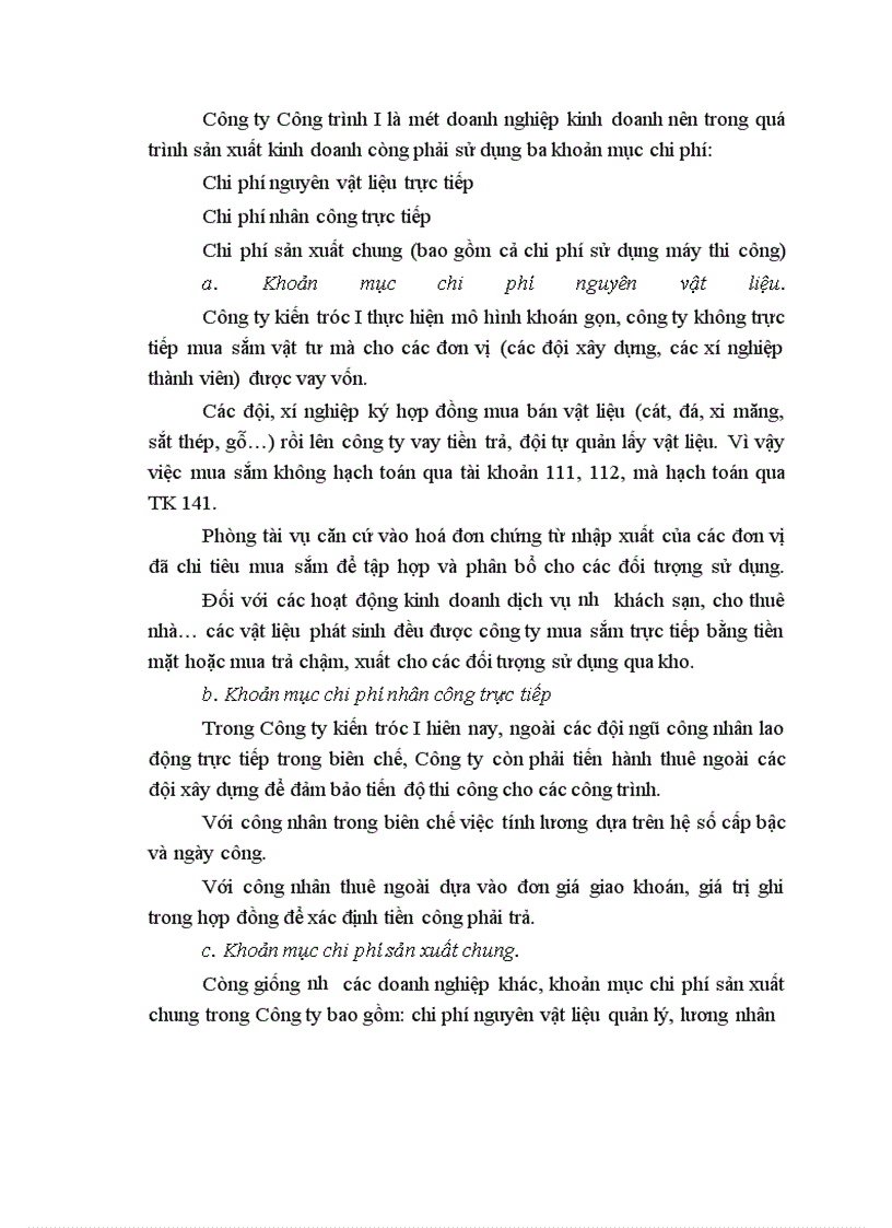 image for page Tổ chức công tác kế toán tập hợp chi phí sản xuất và tính giá thành sản phẩm tại Công ty Xây dựng công trình I