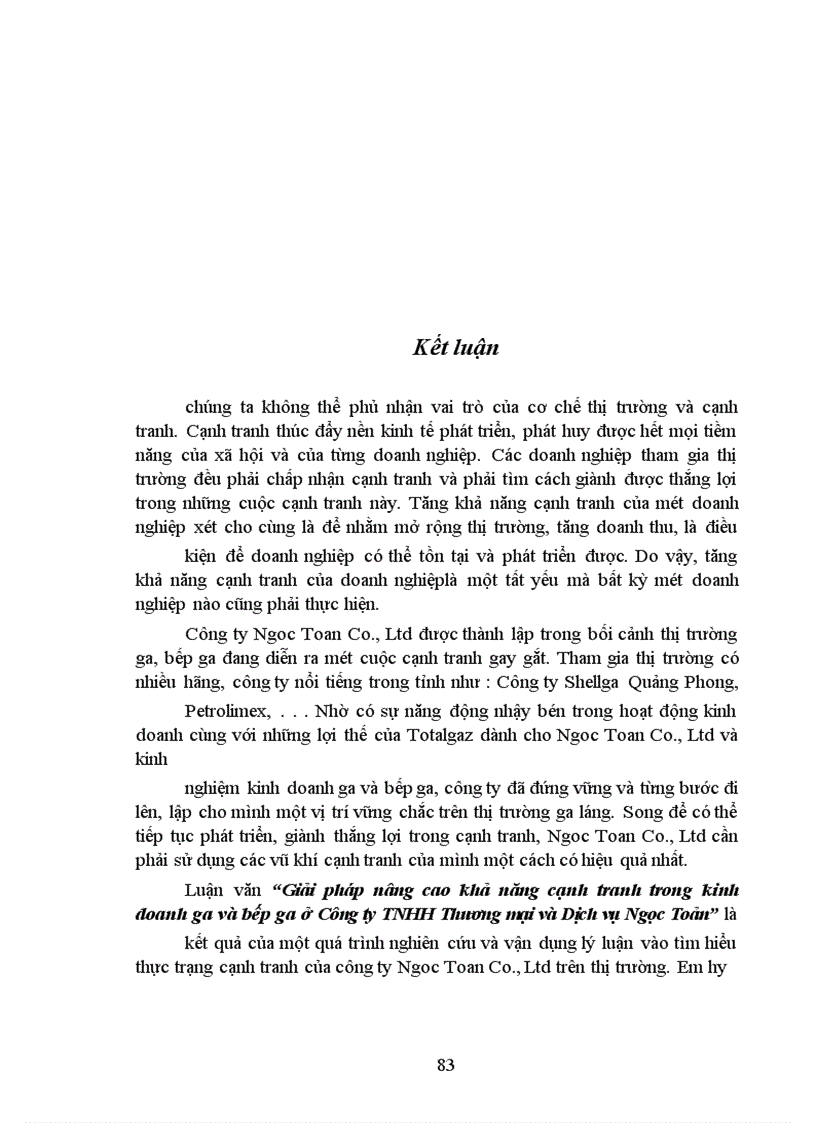 image for page Giải pháp nâng cao khả năng cạnh tranh trong lĩnh vực kinh doanh Gaz và Bếp ga ở Công ty TNHH Thương mại và Dịch vụ Ngọc Toản