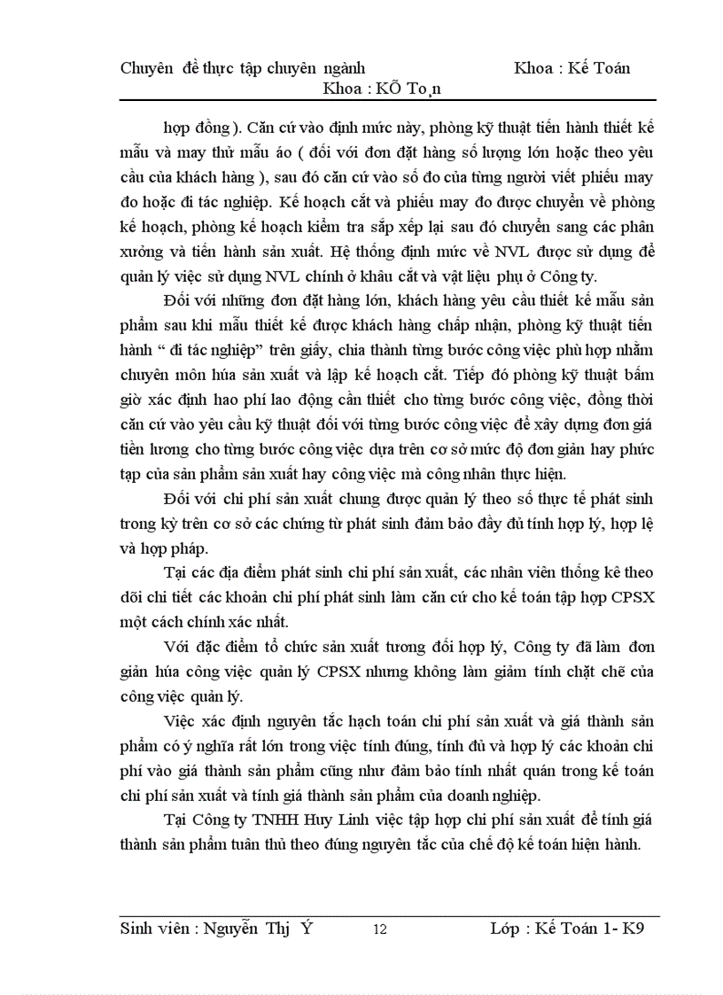 image for page Hoàn thiện kế toán chi phí sản xuất và tính giá thành sản phẩm ở Công ty TNHH Huy Linh