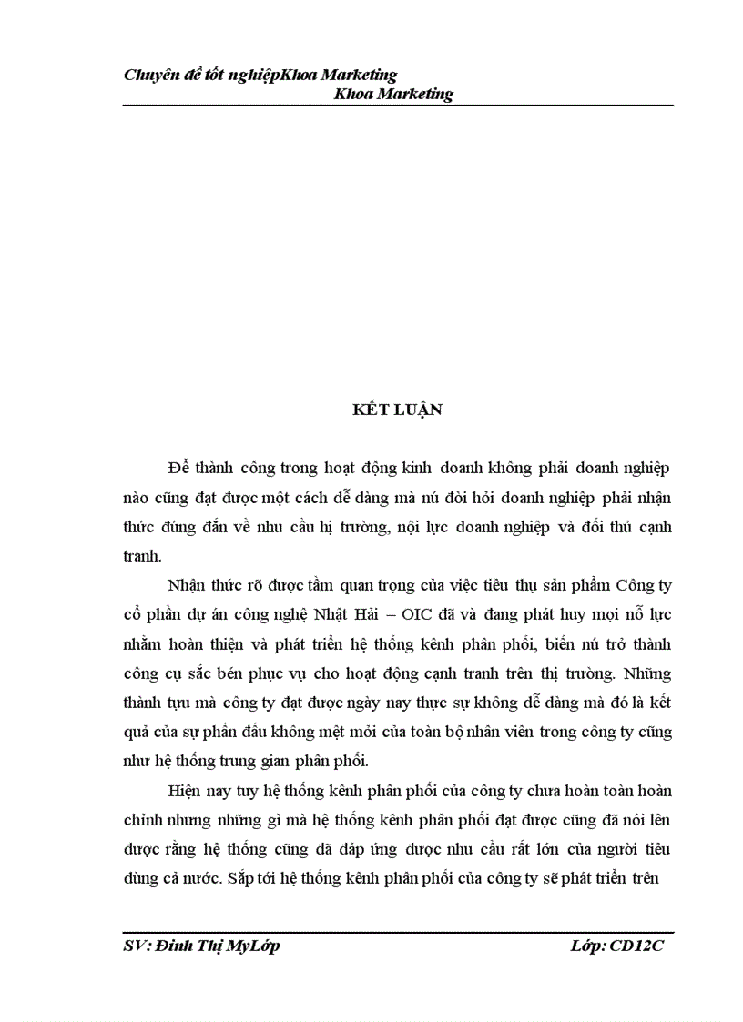 image for page Giải pháp hoàn thiện cấu trúc và liên kết kênh phân phối của Công ty Cổ phần dự án công nghệ Nhật Hải OIC