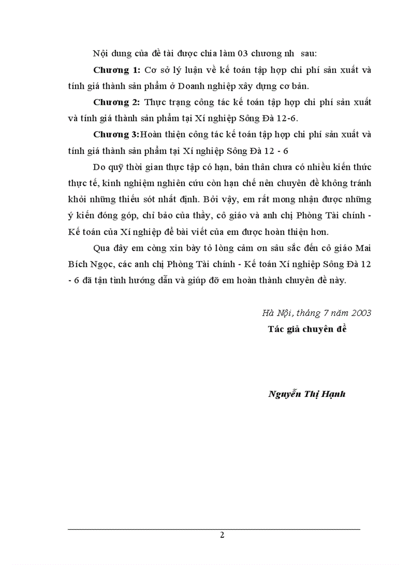 image for page Tổ chức công tác kế toán tập hợp chi phí và tính giá thành sản phẩm tại Xí nghiệp Sông Đà 12-6