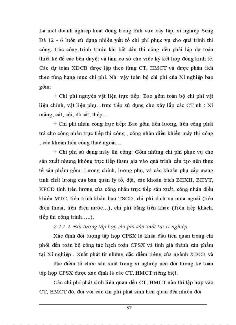 image for page Tổ chức công tác kế toán tập hợp chi phí và tính giá thành sản phẩm tại Xí nghiệp Sông Đà 12-6