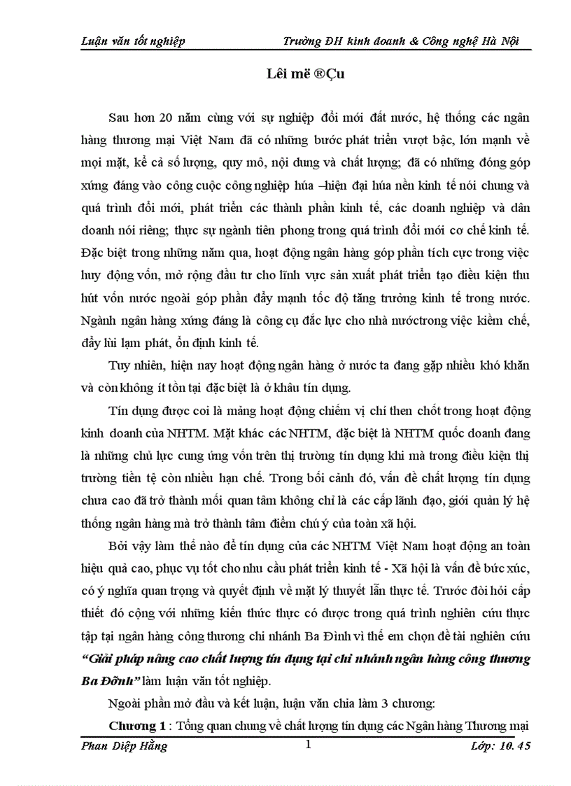 image for page Giải pháp nâng cao chất lượng tín dụng tại chi nhánh ngân hàng công thương Ba Đình