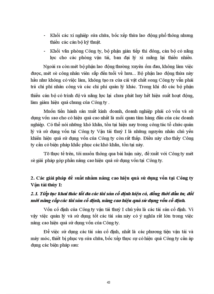 image for page Một số giải pháp nâng cao hiệu quả sử dụng vốn tại Công ty Vận tải Thuỷ I
