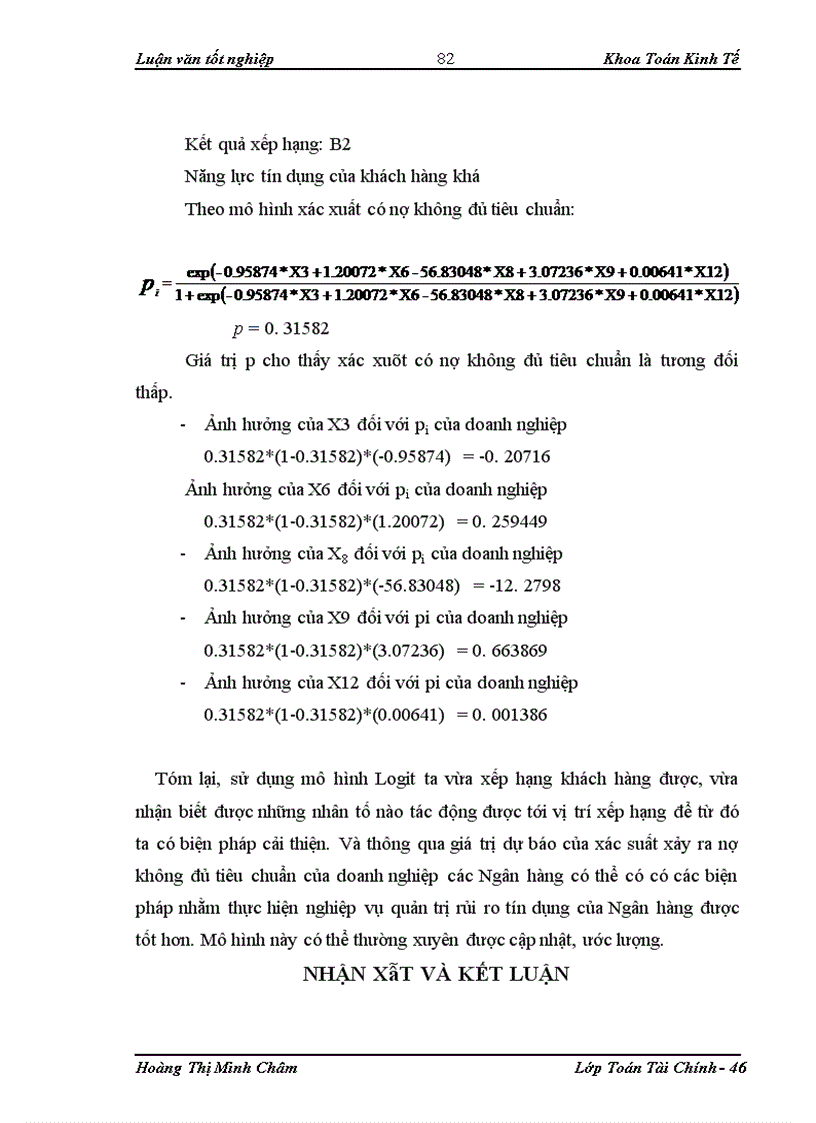 image for page Ứng dụng mô hình Logit trong xếp hạng khách hàng tại ngân hàng TMCP Kỹ thương Việt Nam - Chi nhánh Hà Nội