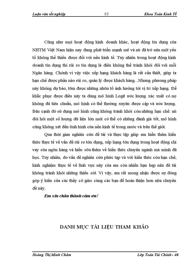 image for page Ứng dụng mô hình Logit trong xếp hạng khách hàng tại ngân hàng TMCP Kỹ thương Việt Nam - Chi nhánh Hà Nội
