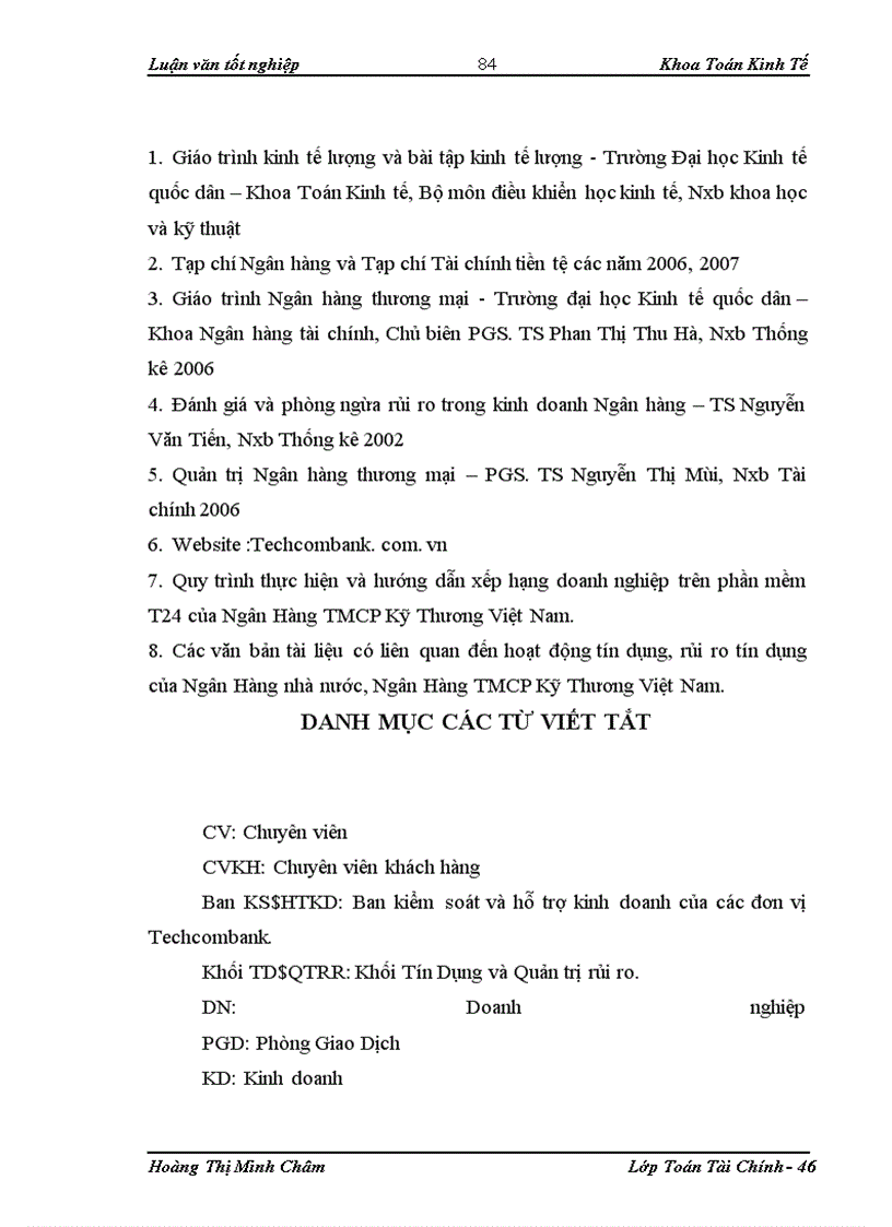 image for page Ứng dụng mô hình Logit trong xếp hạng khách hàng tại ngân hàng TMCP Kỹ thương Việt Nam - Chi nhánh Hà Nội
