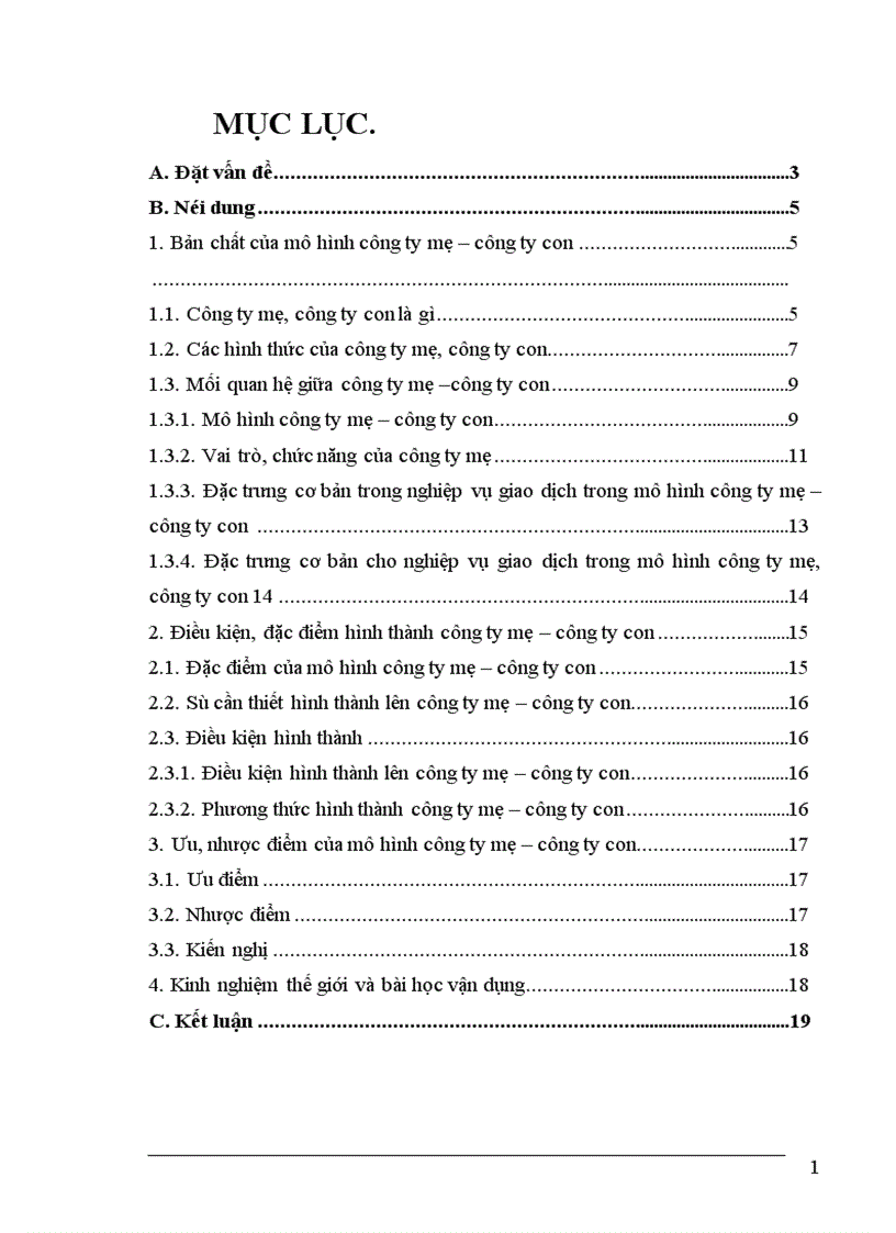 image for page Cơ sở khoa học mô hình công ty mẹ – công ty con