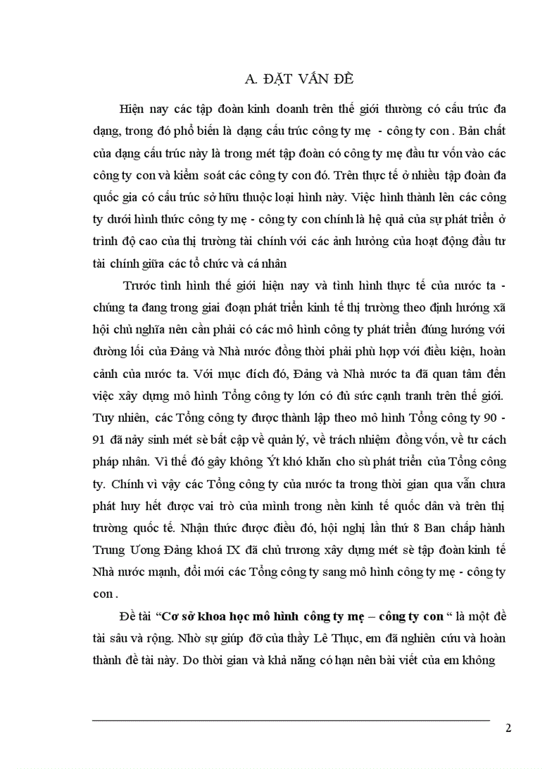 image for page Cơ sở khoa học mô hình công ty mẹ – công ty con