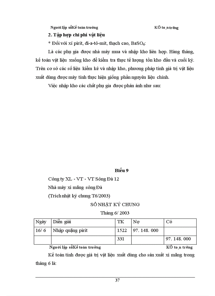 image for page Hoàn thiện công tác kế toán tập hợp chi phí sản xuất và giá thành sản phẩm ở nhà máy xi măng Sông Đà thuộc công ty xây lắp vật tư vận tải Sông Đà 12.