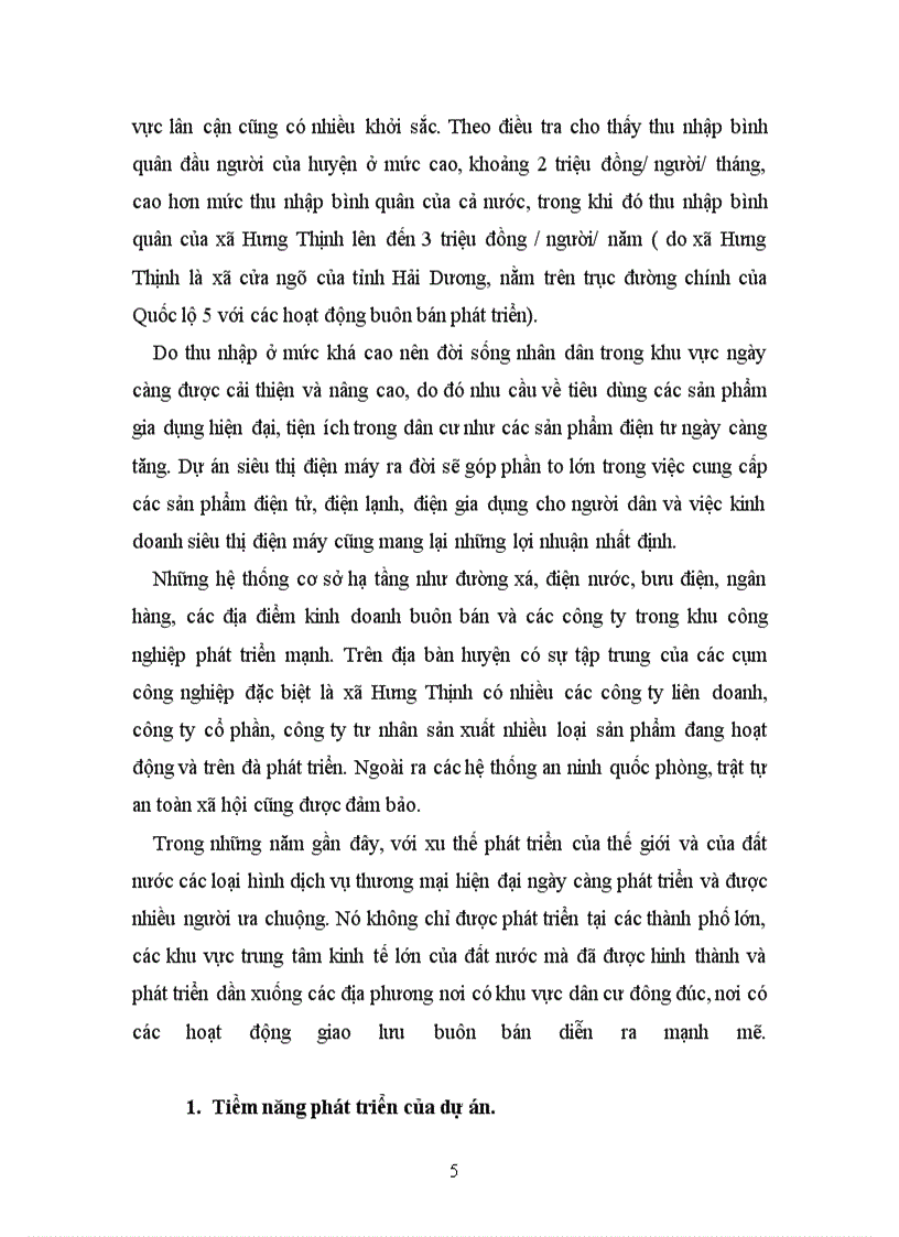 image for page Dự án đầu tư kinh doanh siêu thị điện máy hưng thịnh.