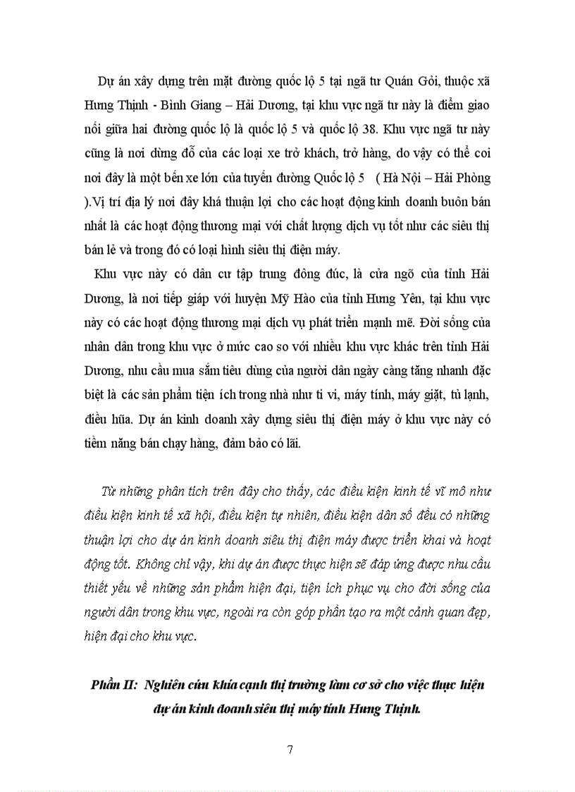 image for page Dự án đầu tư kinh doanh siêu thị điện máy hưng thịnh.