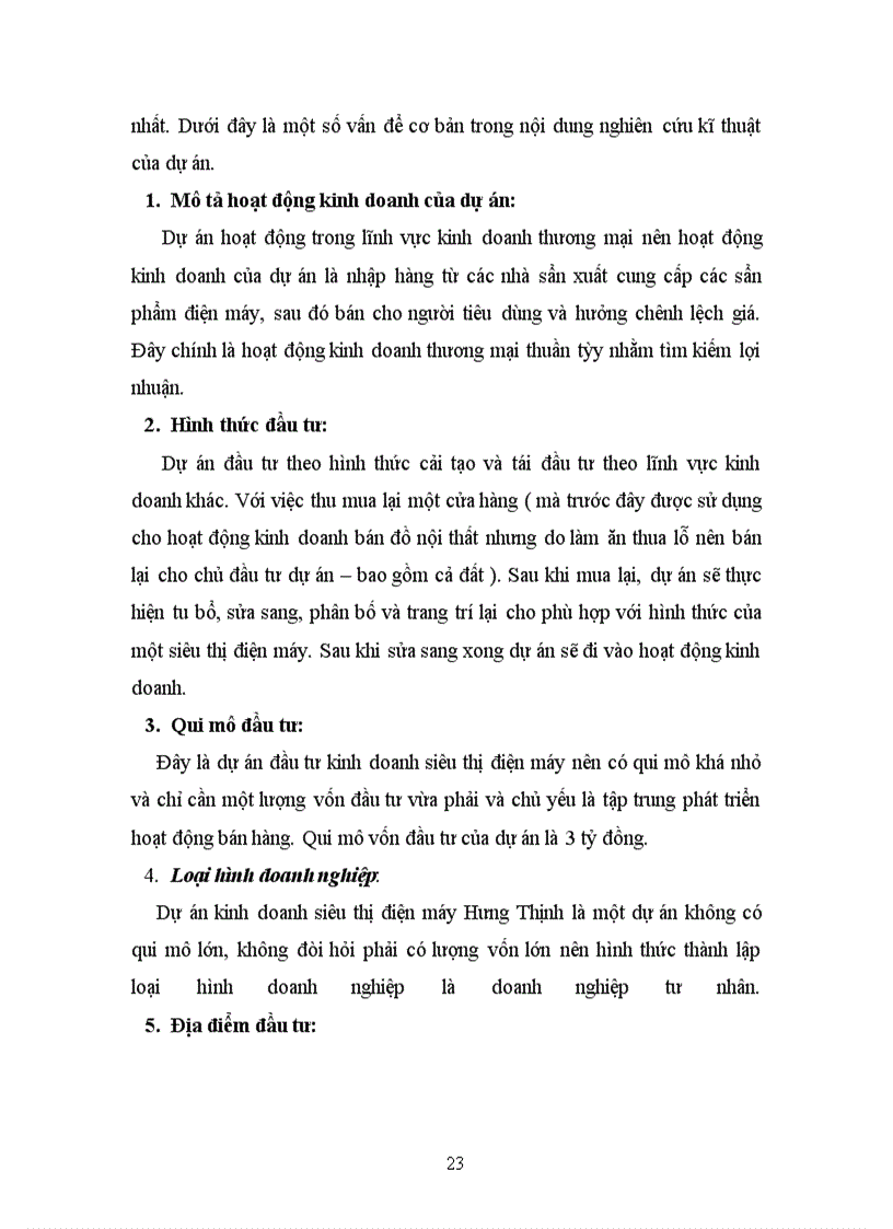 image for page Dự án đầu tư kinh doanh siêu thị điện máy hưng thịnh.