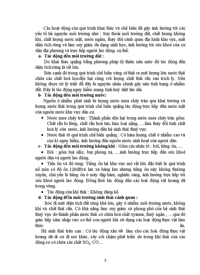 image for page Các biện pháp khắc phục, giảm thiểu tác động tiêu cực của khu mỏ đến môi trường