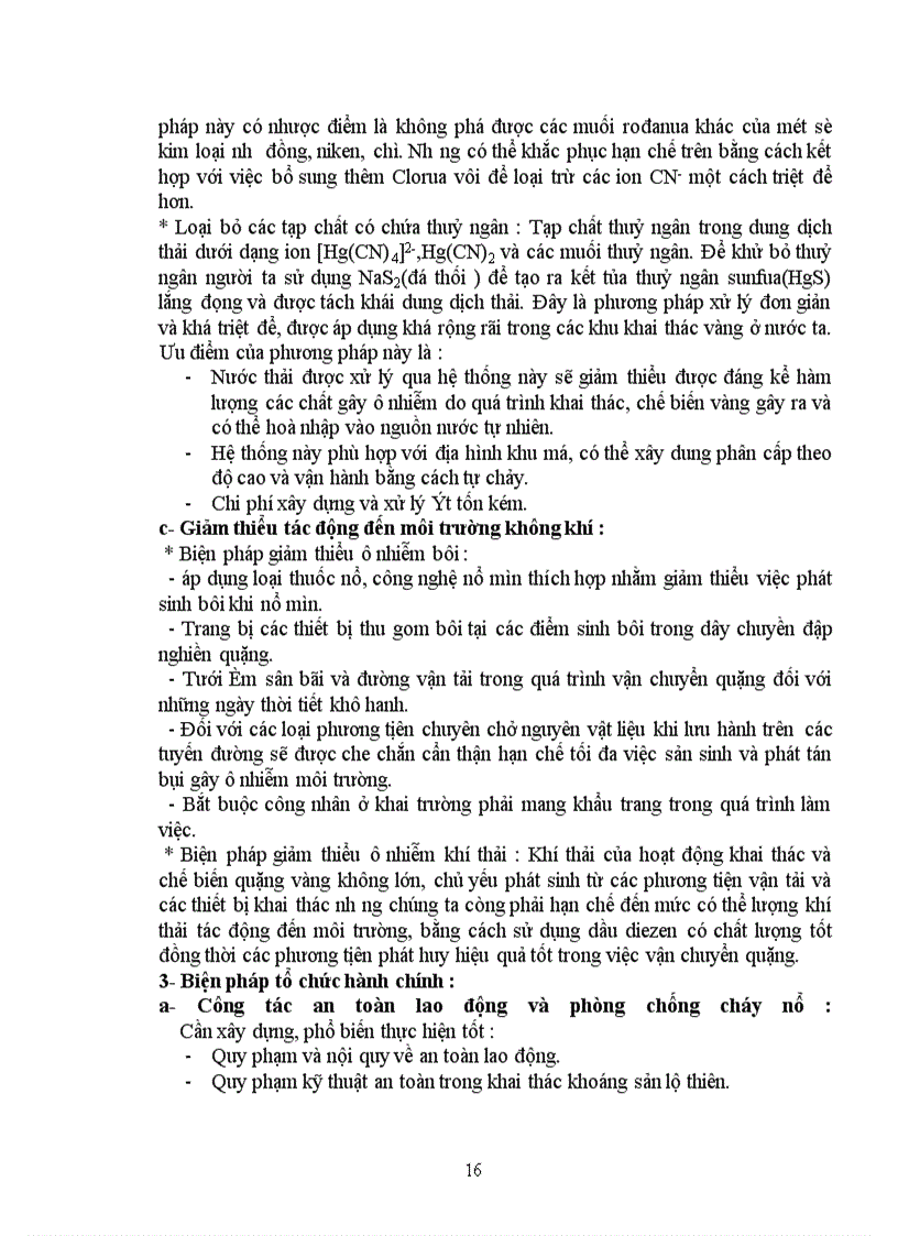 image for page Các biện pháp khắc phục, giảm thiểu tác động tiêu cực của khu mỏ đến môi trường