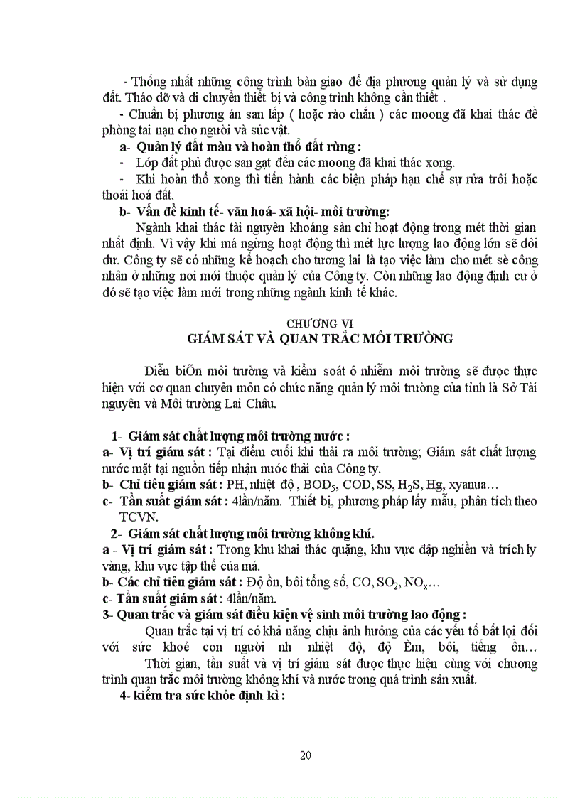 image for page Các biện pháp khắc phục, giảm thiểu tác động tiêu cực của khu mỏ đến môi trường