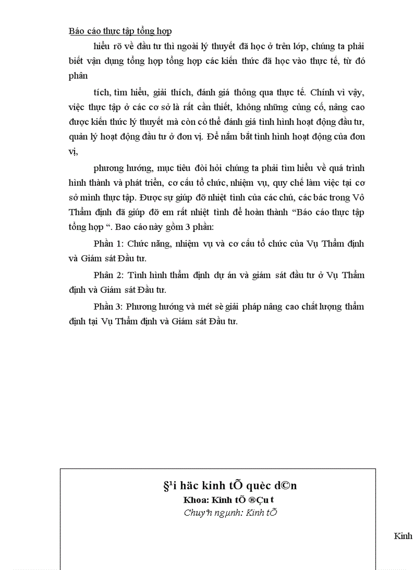 image for page Báo cáo thực tập: thẩm định dự án và giám sát đầu tư ở Vụ Thẩm định và Giám sát Đầu tư.