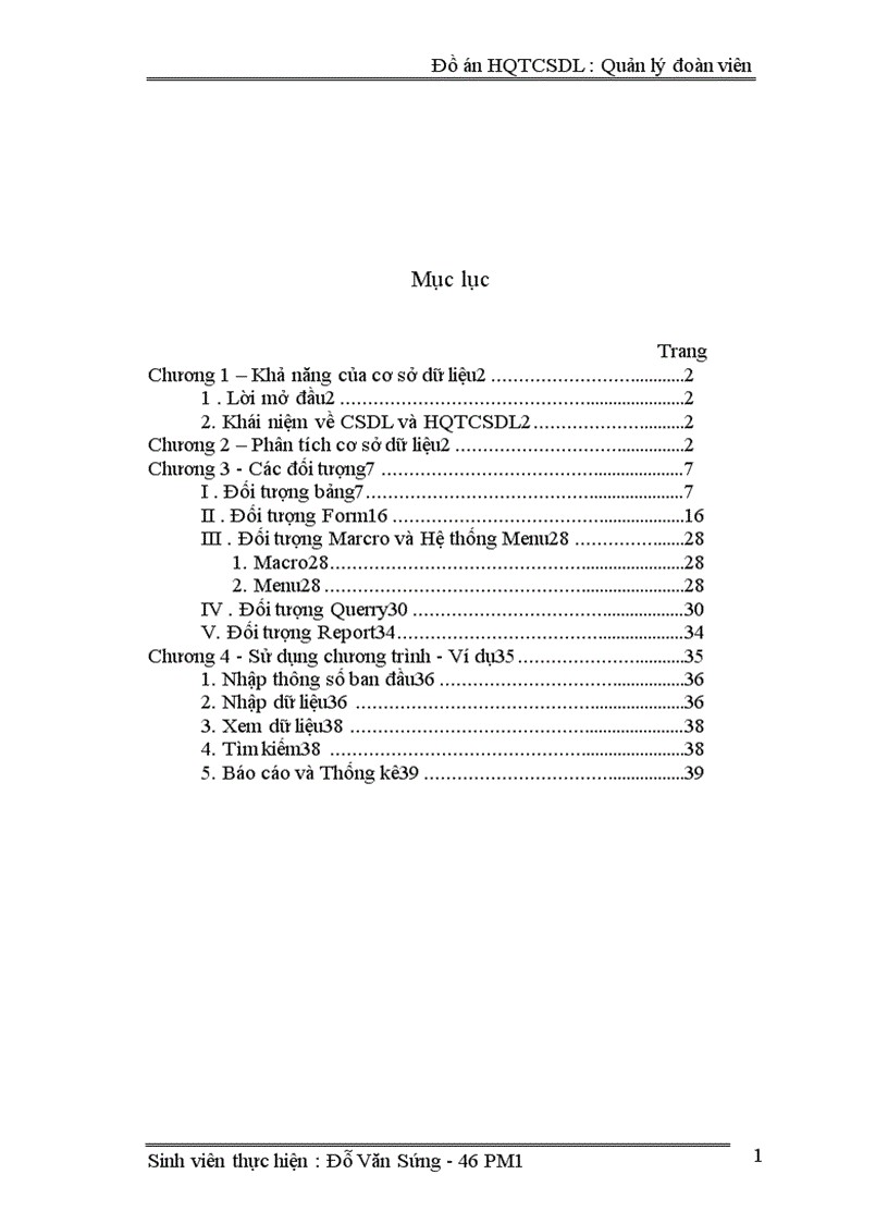 image for page Đồ ánHQTCSDL : Quản lý đoàn viên