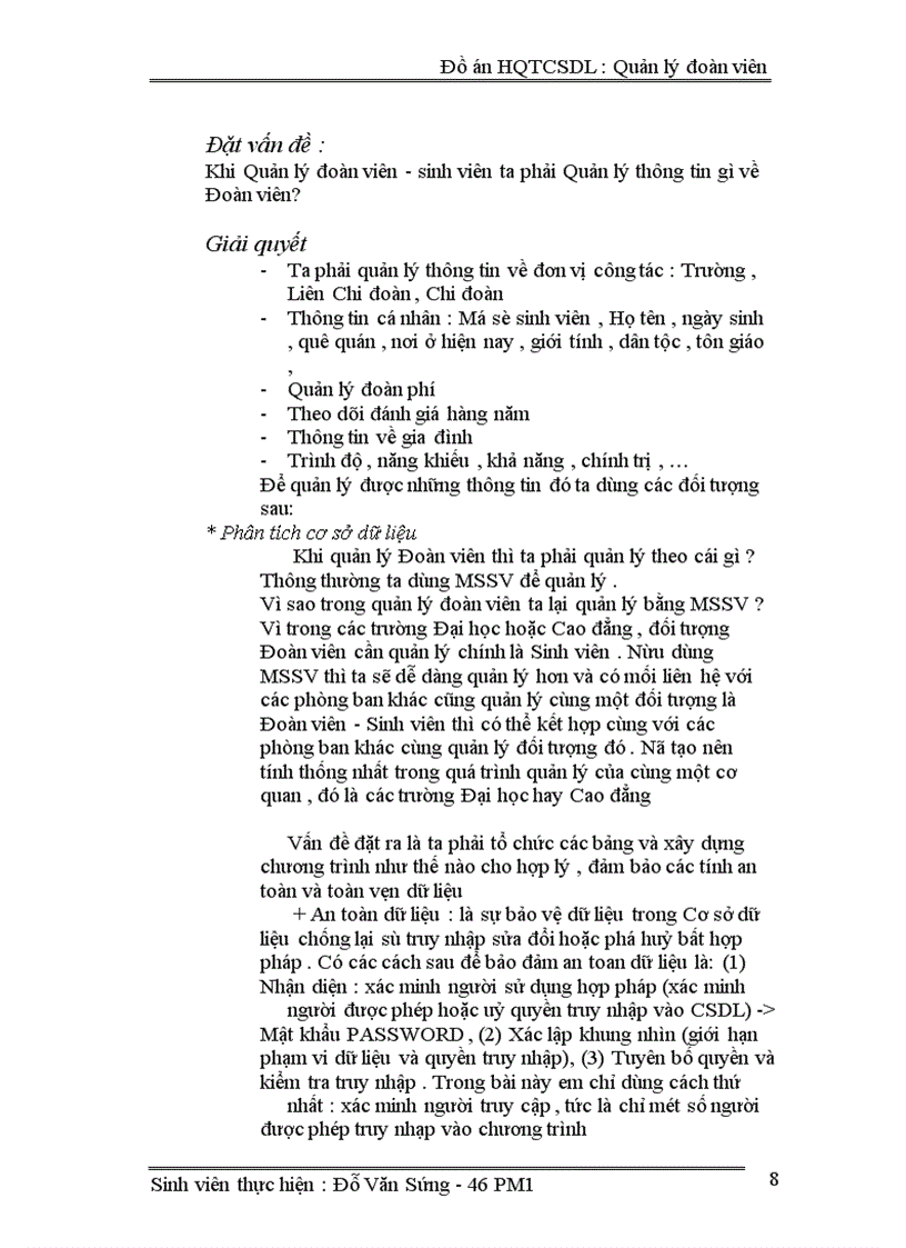 image for page Đồ ánHQTCSDL : Quản lý đoàn viên