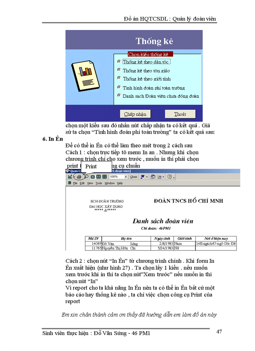 image for page Đồ ánHQTCSDL : Quản lý đoàn viên