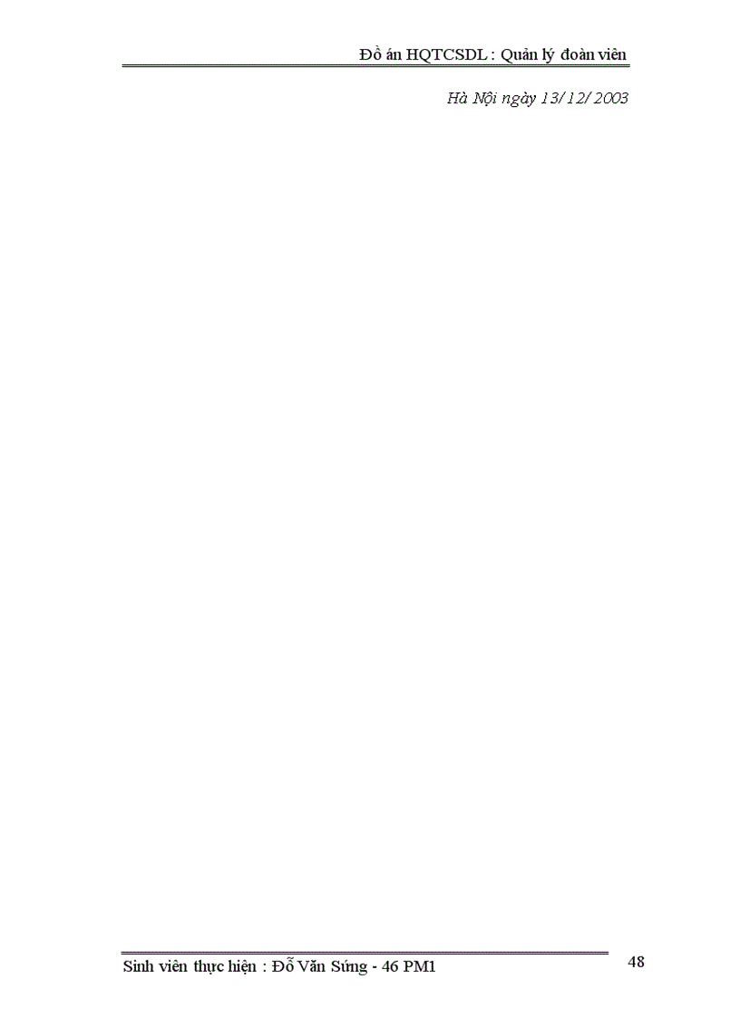 image for page Đồ ánHQTCSDL : Quản lý đoàn viên