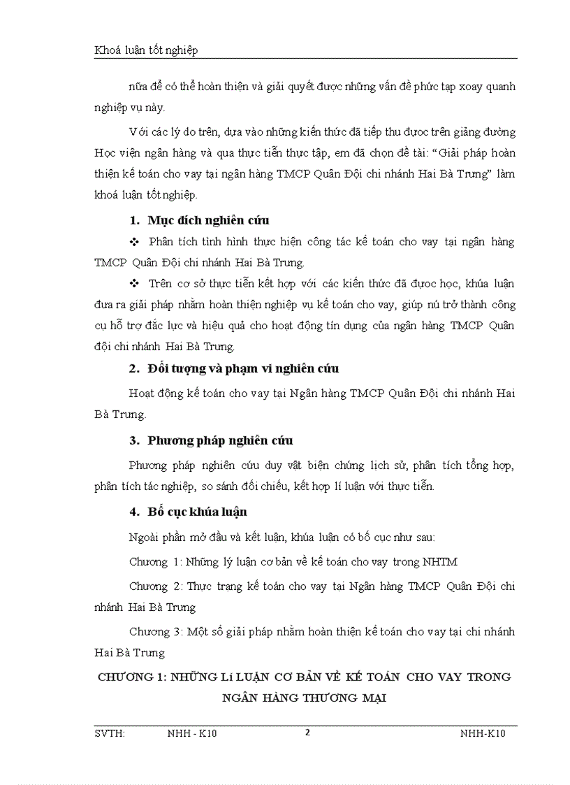 image for page Giải pháp hoàn thiện kế toán cho vay tại ngân hàng TMCP Quân Đội chi nhánh Hai Bà Trưng