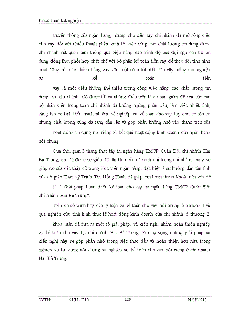 image for page Giải pháp hoàn thiện kế toán cho vay tại ngân hàng TMCP Quân Đội chi nhánh Hai Bà Trưng