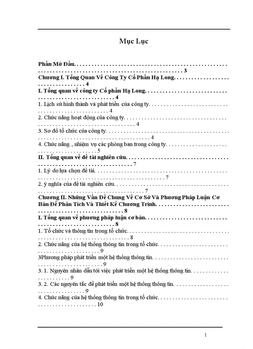 Phân tích và thiết kế hệ thống thông tin quản lý cán bộ tại Công Ty Cổ Phần Hạ Long