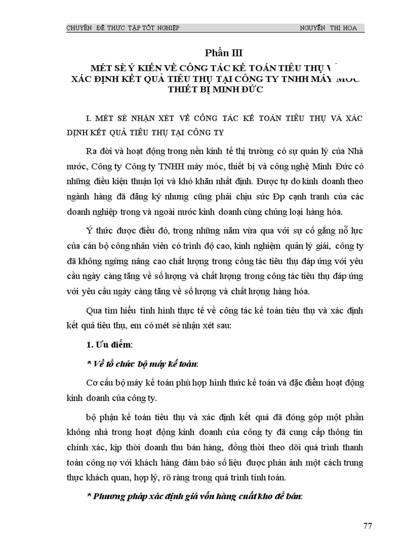 image for page Kế toán tiêu thụ hàng hoá và xác định kết quả tiêu thụ trong Công ty TNHH máy móc,thiết bị và công nghệ Minh Đức .