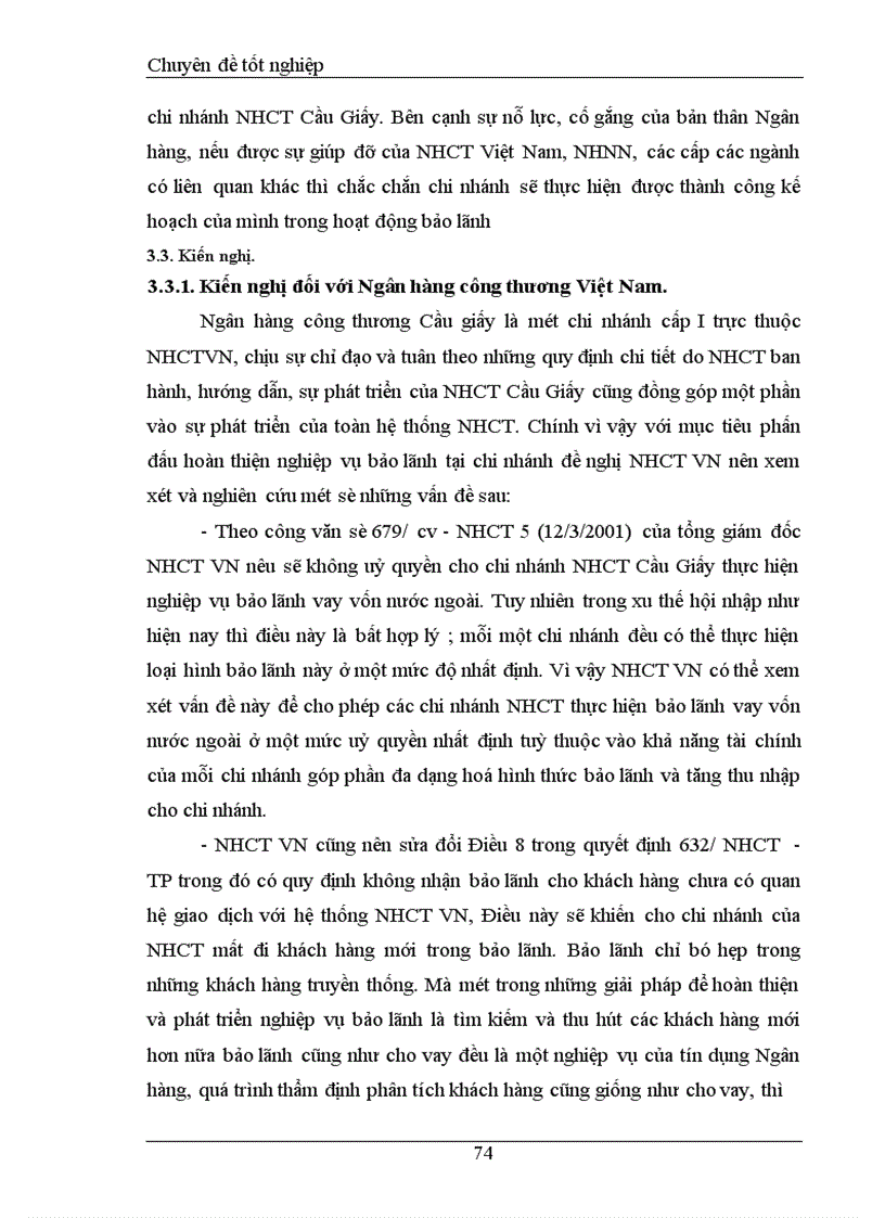 image for page Một số giải pháp nhằm hoàn thiện nghiệp vụ bảo lãnh tại Ngân hàng Công thương Cầu Giấy