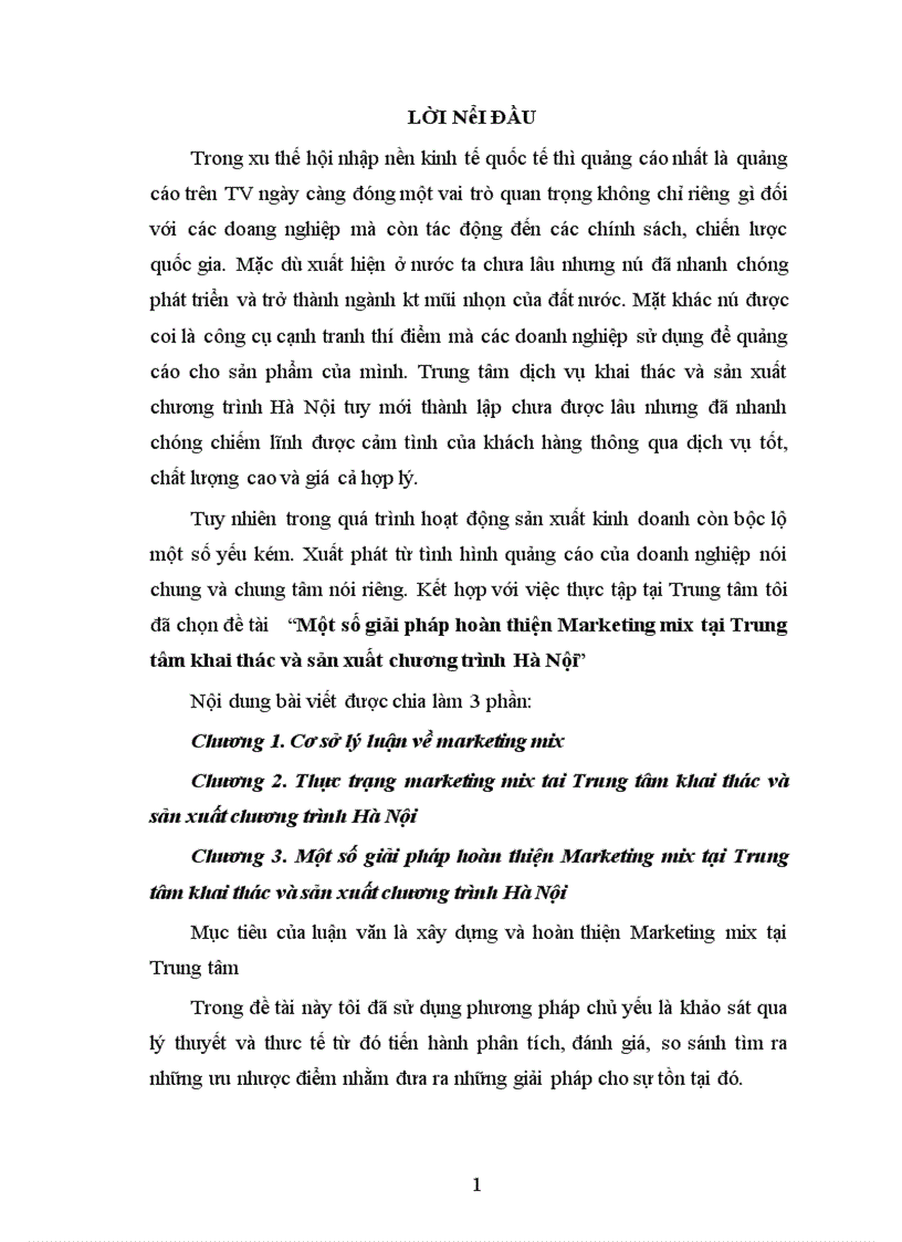 image for page Một số giải pháp hoàn thiện Marketing mix tại Trung tâm khai thác và sản xuất chương trình Hà Nội