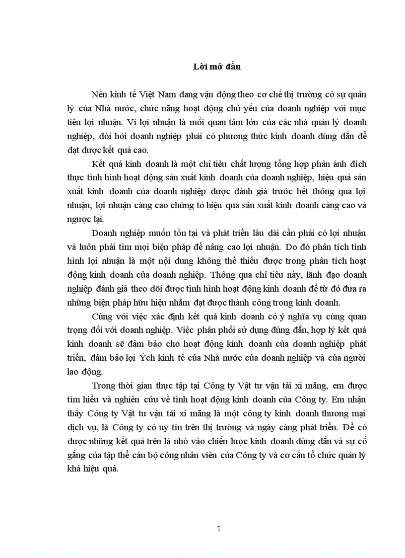 image for page Hoàn thiện công tác kế toán xác định kết quả kinh doanh và phân tích kết quả kinh doanh tại Công ty Vật tư vận tải xi măng