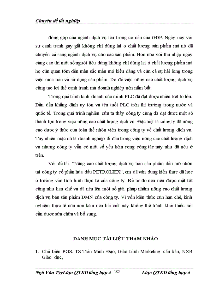 image for page Nâng cao chất lượng dịch vụ bán sản phẩm dầu mỡ nhờn tại công ty cổ phần hóa dầu Petrolinex