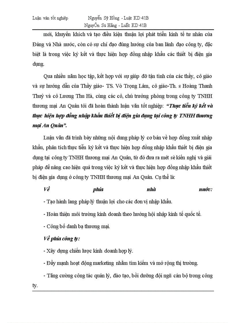 image for page Thực tiễn ký kết và thực hiện hợp đồng nhập khẩu thiết bị điện gia dụng tại công ty TNHH thương mại An Quân