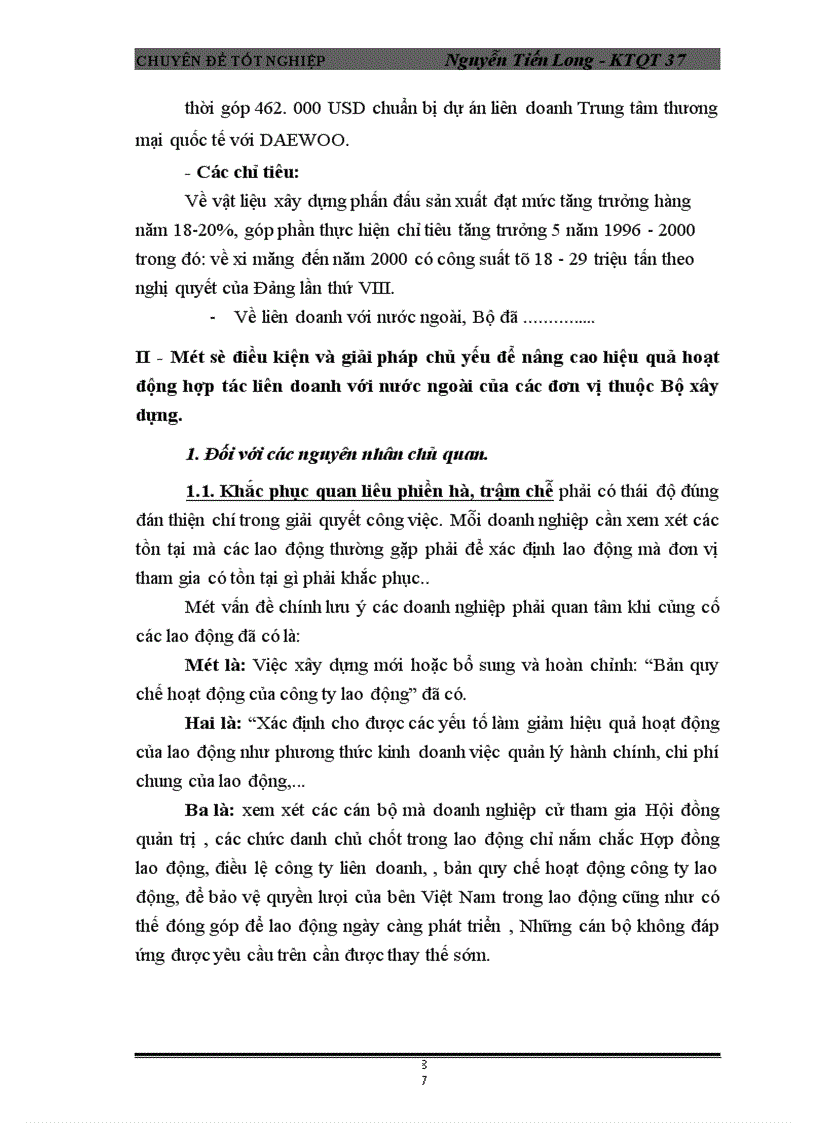 image for page Những điều kiện và giải pháp chủ yếu để nâng cao hiệu quả của hình thức hợp tác liên doanh với nước ngoài trong các đơn vị thuộc Bộ xây dựng