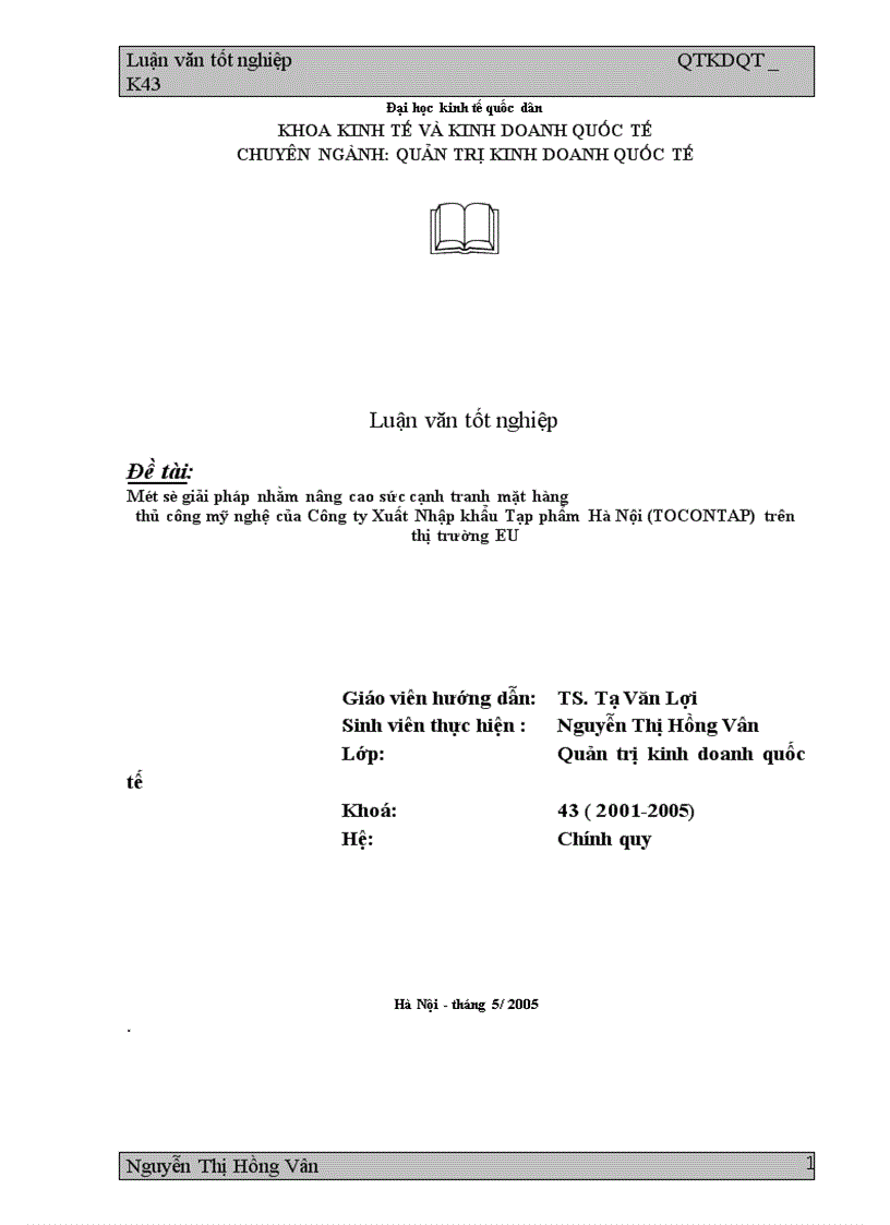 image for page Một số giải pháp nhằm nâng cao sức cạnh tranh mặt hàng thủ công mỹ nghệ của Công ty Xuất Nhập khẩu Tạp phẩm Hà Nội (TOCONTAP) trên thị trường EU
